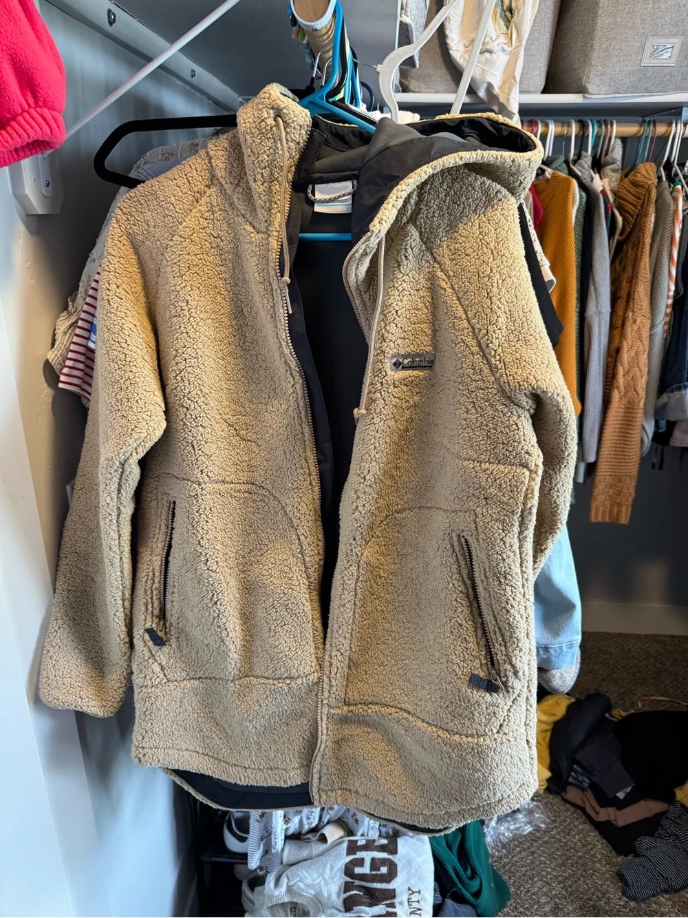 Columbia Tan Sherpa Hooded Jacket - Picture 1 of 4